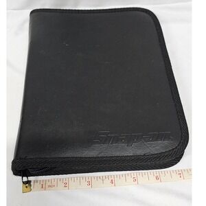Snap-on Black Zippered 6-Ring Binder Portfolio Organizer Planner Embossed Logo